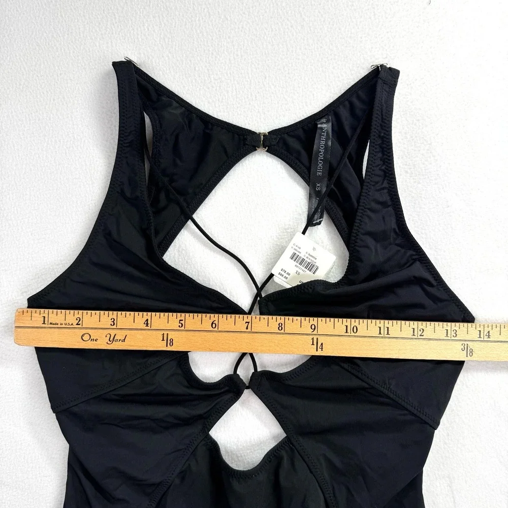 Anthropologie‎ Womens Black Cutout Strappy One Piece Bodysuit Swimsuit XS - Picture 6 of 7
